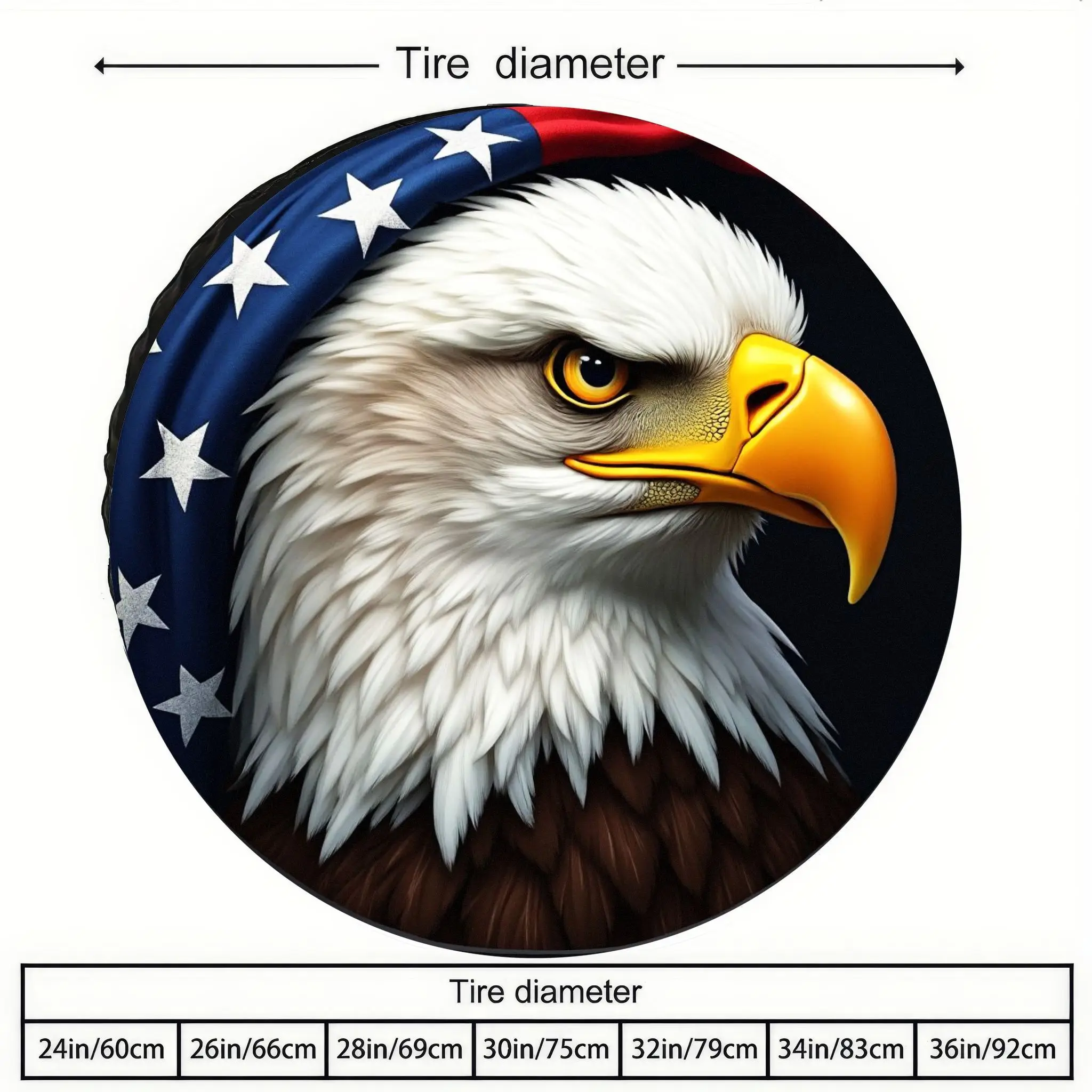 星条旗の模様が描かれた翼を広げたタイヤカバーは、ジープのオフロード車、RV、トレーラーに適しています。 愛国者