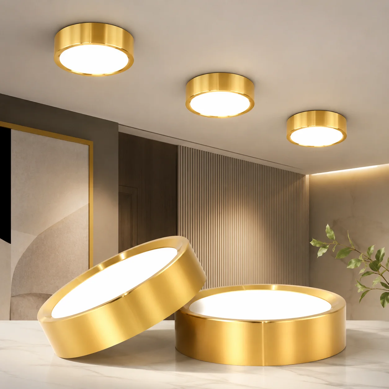 Tri-color Led Down Lights Ceiling Light AC185-265V Kitchen Panel Lamp for Bedroom Corridor Surface Mounted Downlight Decor