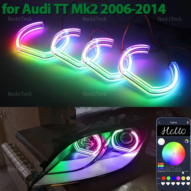 

Flowing multi-colored Ring Angel Eyes RGB New Style LED App control turn signal light for AUDI TT Mk2 2006-2014