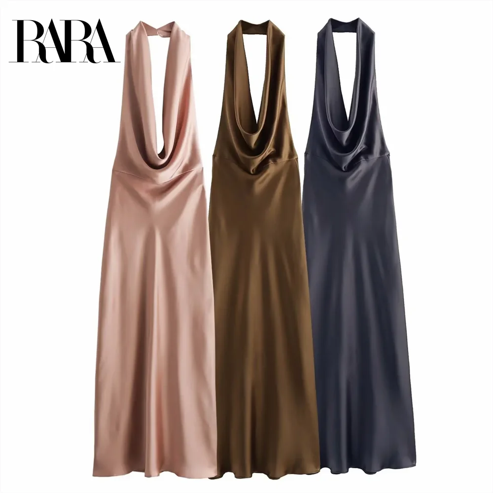 

2025 RARA Women's Sleeveless Dresses with Cowl - neck Design in Pink Brown and Navy for an Elegant Look