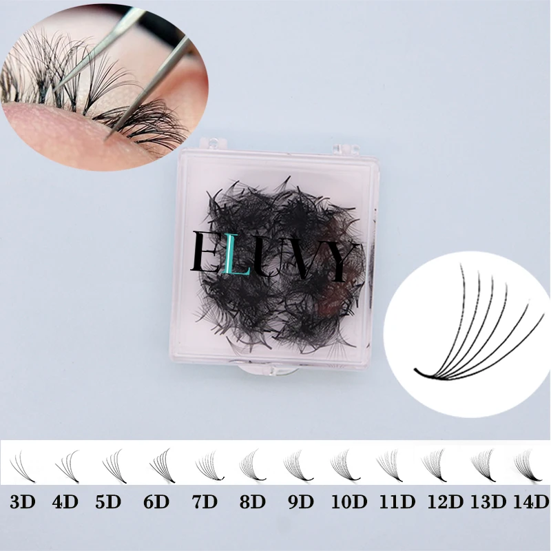ELUVY 500 Fans Premade Medium Stem Dunne Russische Volume Wimper Losse Fan Wimpers Extensions make-up 2D-6D 8-15mm Puntige Basis