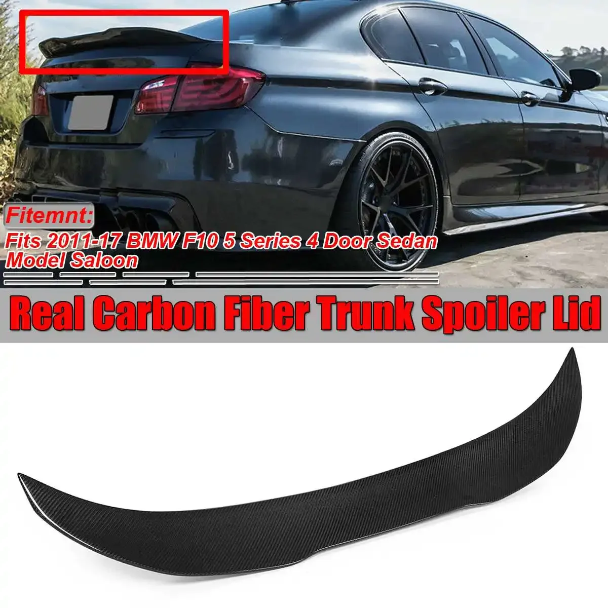 

New PSM Style Real Carbon Fiber F10 Car Rear Trunk Boot Lip Spoiler Wing Lid For BMW F10 5 Series 4 Dr Sedan 2011-2017 Body Kit