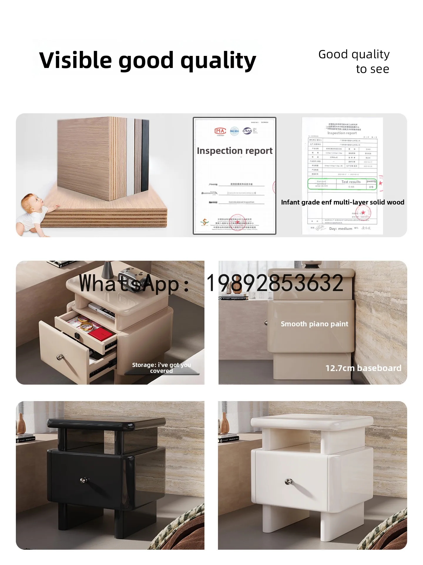 LYY Italian Style Bedside Table High-End Luxury Master Bedroom Creative Hidden Storage with Lock Solid Wood  Exquisite Bedside