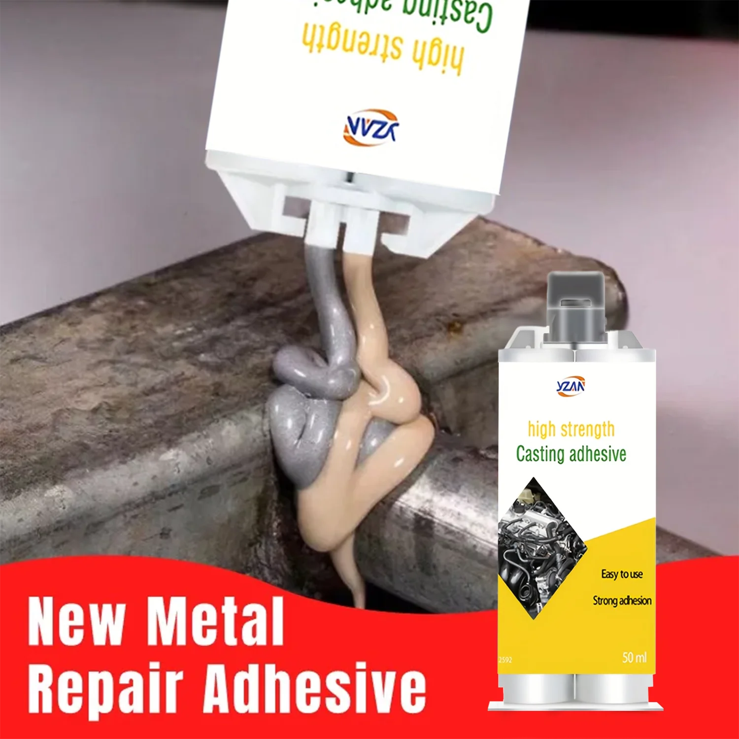 

50ml Metal Repair Paste 2 In1 Industrial AB Caster Glue Heat Resistant Sealant Cold Weld Strong Defect Repair Agent Glue