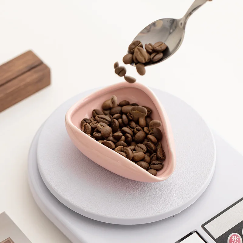 Ceramic Coffee Bean Dosing Cup, Anti-splash Coffee Powder Receiving Tray, Coffee Scale Bean Dish, Coffee Beans Portioning Plate