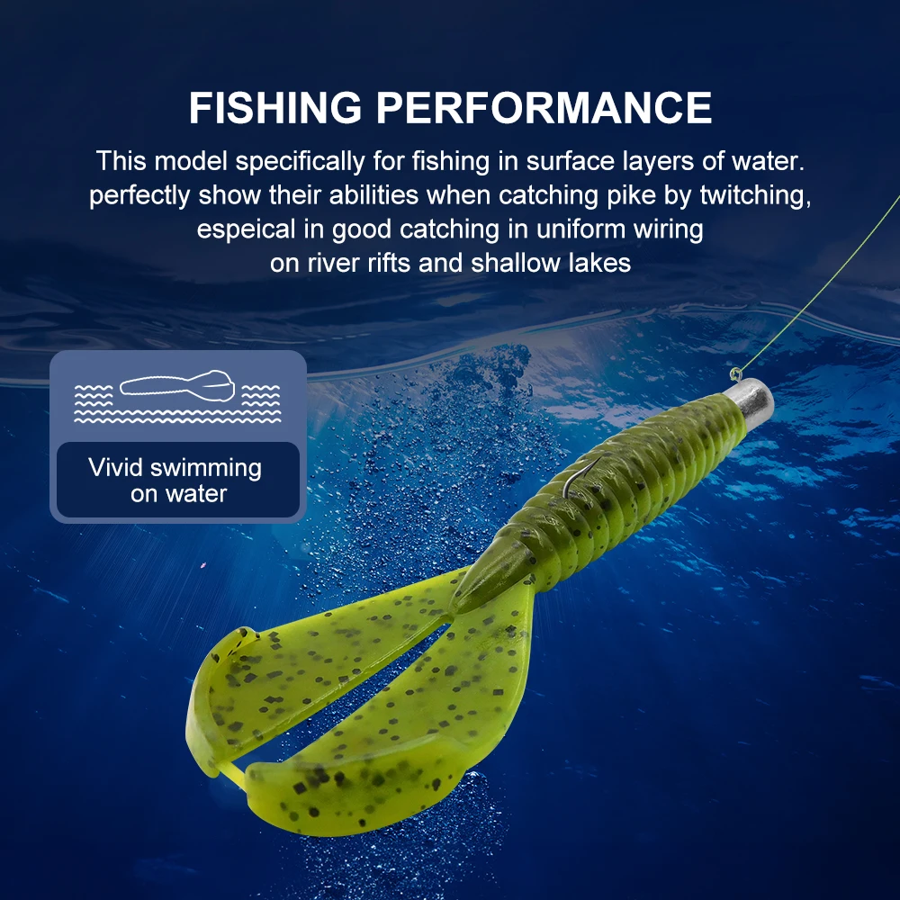 Kesfishing-طُعم بلاستيك بذيل مزدوج ، طعوم صناعية من السيليكون الناعم ، ملحقات صيد الأسماك ، 90 مللي متر ، 6.4 جم