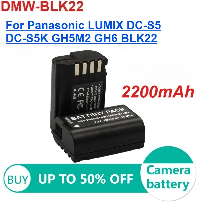 

DMW-BLK22 DMW BLK22 Camera Battery for Panasonic LUMIX DC-S5 DC-S5K GH5M2 GH6 BLK22 Replacement Batteries