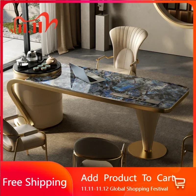 

Каменный офисный стол для руководителя, встроенный светильник, роскошная современная гостиная, домашний офисный стол, мебель для гостиной Executive Ufficio