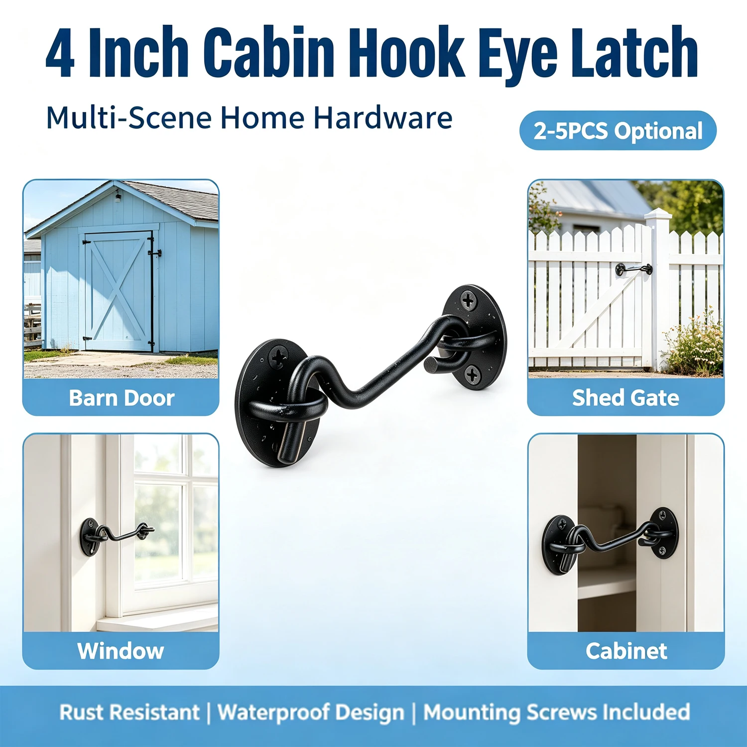 Stainless Steel Door Latch Gate Hook Window Catch Lock Holder with Screws For Barn Shed Cabinet Garage Hardware 2-5pcs Optional