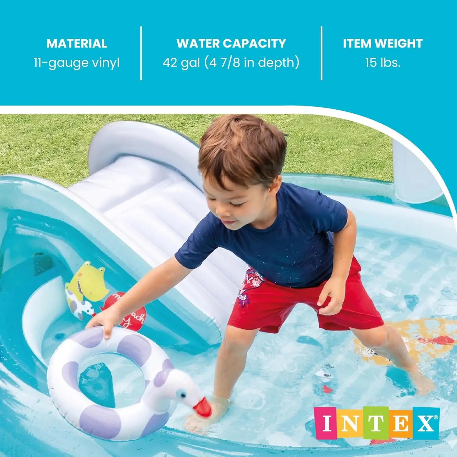 Altrek Store Intex Gator 6.6' x 5.6' x 4" Outdoor Inflatable Kiddie Pool Water Play Swim Center view 4