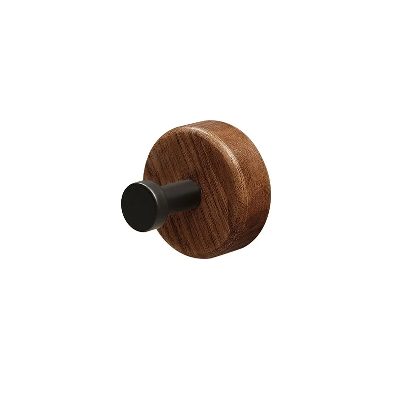 Self-adhesive Solid Wooden Hook Walnut Key Decorative Towel Holder Hook Door Hanger Wall Coat Rack Kitchen Bathroom Organizer