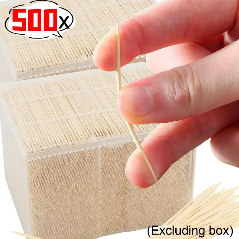 500PCS Disposable Bamboo Toothpicks Double Headed Cake Fruit Picks Kitchen Restaurant Portable Teeth Cleaning Tool Wholesale