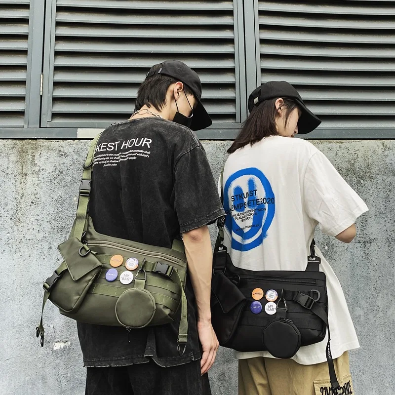 

Youth tide bag men's crossbody bag Hong Kong wind new water-repellent shoulder bag women street cool detachable bag