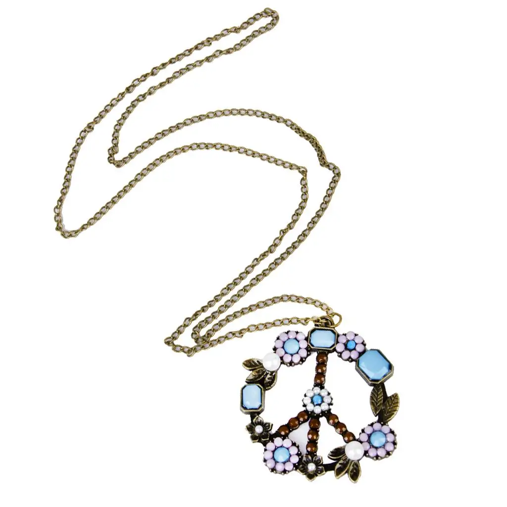 Large Circle Peace Sign Necklace Acrylic Beads Fashion Jewelry Pendant for Casual and Party Look