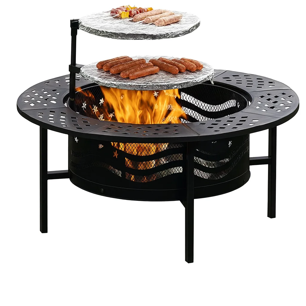 Portable modern steel fire pit powder coated finish wood burning