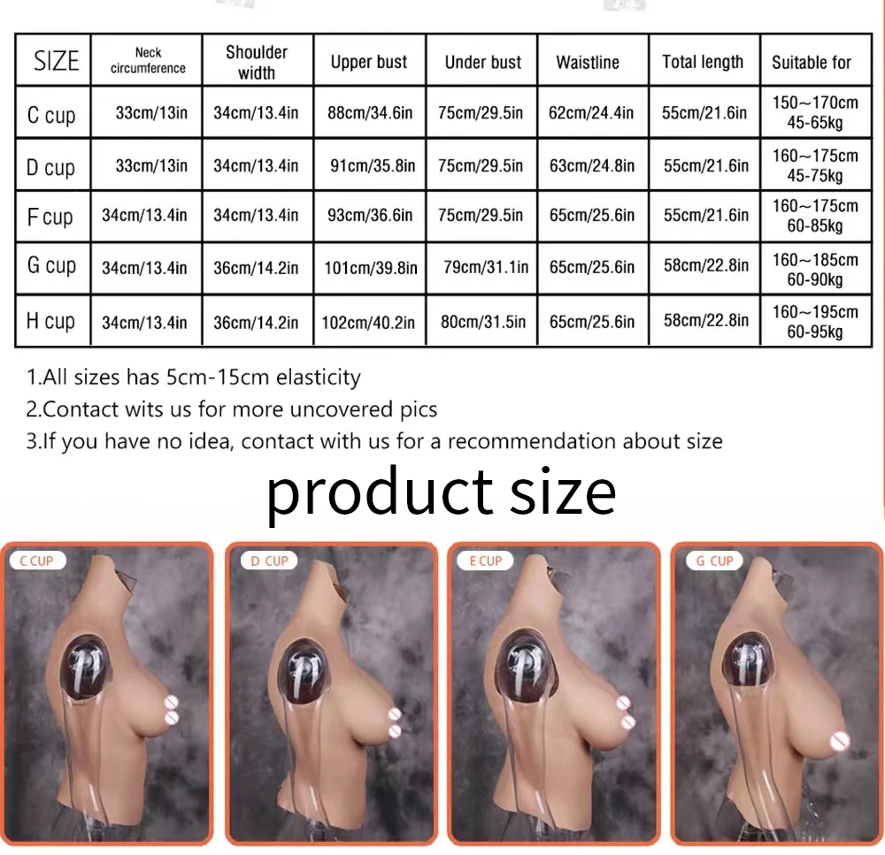 Eyung Fake Boobs Silicone Breasts Crossdresser Transexual Bodysuit Transgender H Cup Crossdress Articifial Breastplate Silicone