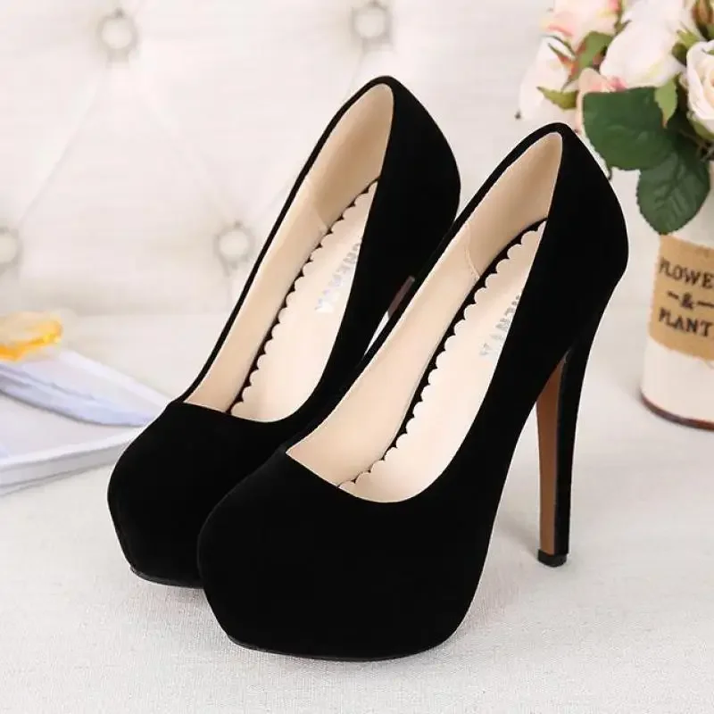 Heels Women Luxury Street Style British Style Sexy Fashion ELEGANT Slip-On 14CM Thin Heels Round Toe Party Women Shoes Red 35-46