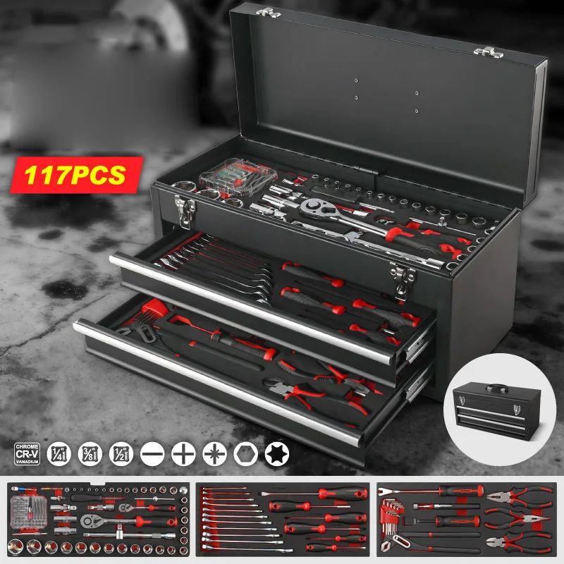 Auto Repair Socket Wrench Set for Automotive Use Combination Repair Socket Set with Ratchet Multifunctional Tool