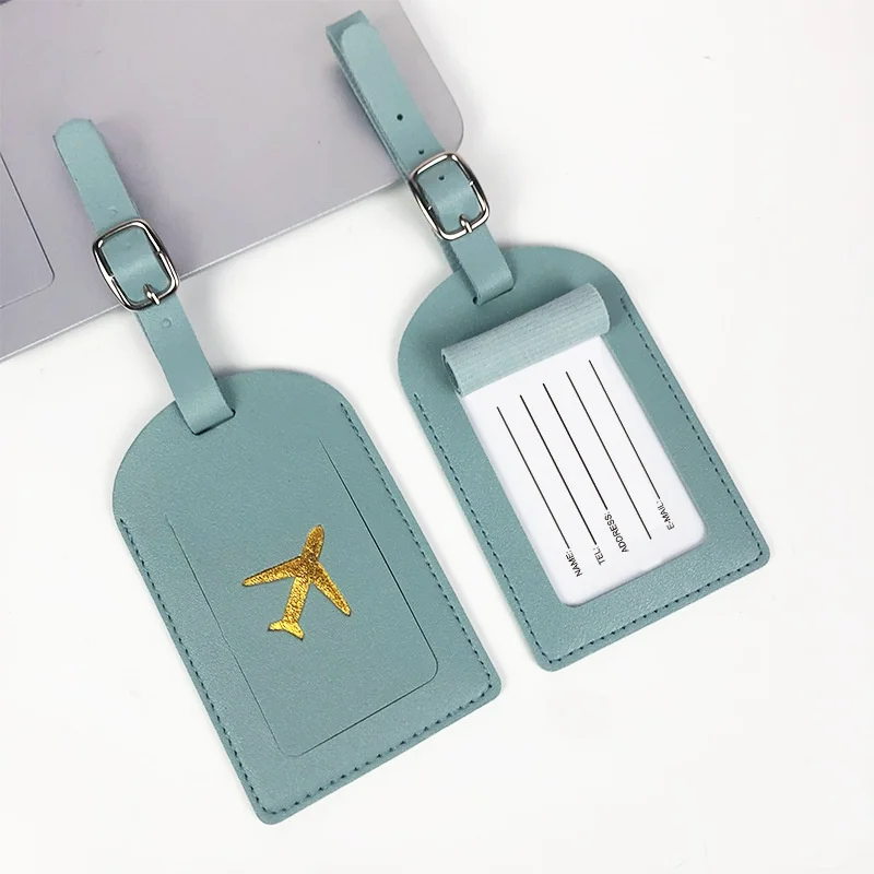 PU Leather Fashion Candy Dopamine Color Scheme Stamping Airplane with Signature Paper Aircraft Luggage Tag Baggage Tags