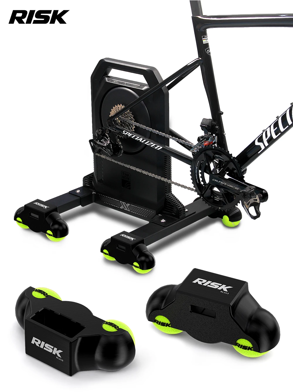 Risk Fahrrad-Trainer-Pufferfußpolster für X2/X2 MAX XX PRO 1. und 2. Generation sowie faltbare, stoßdämpfende Fahrrad-Trainer-Basishalterung – Detail 4