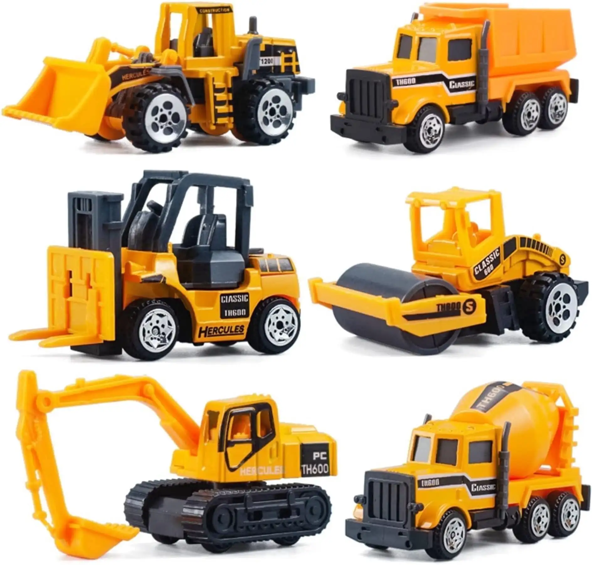 

6 Pack 1/64 Scale Die-Cast Mini Construction Trucks Vehicles Car Toys for Boys, Car Models Playset for Kids Birthday Party Gifts