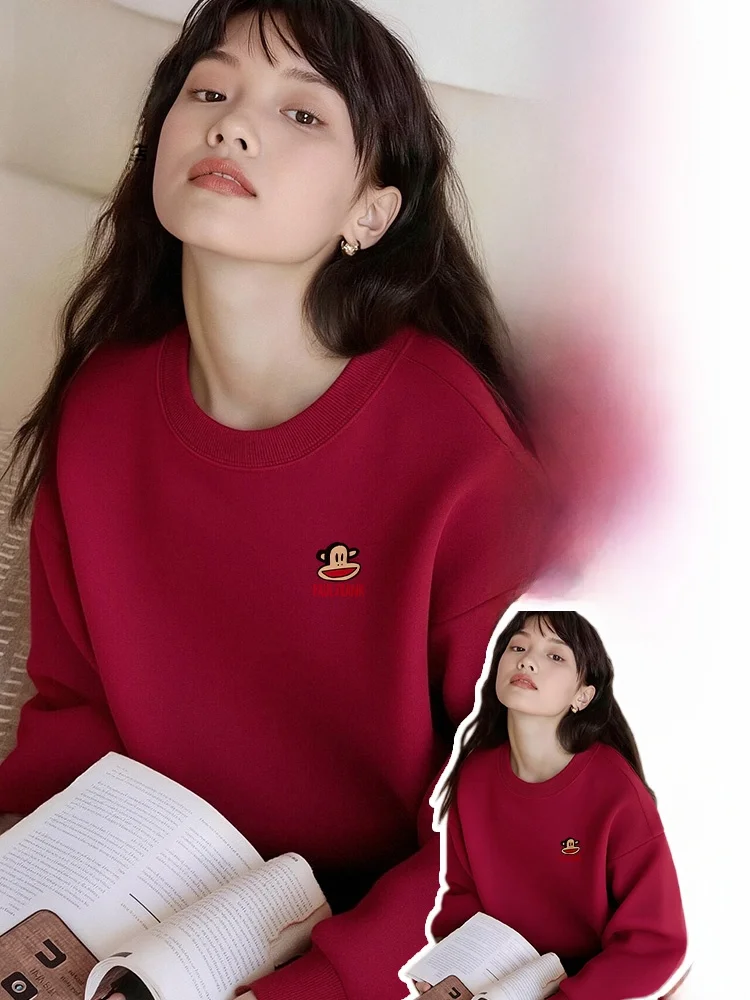 

Fce Lined Long Sve Sweatirt ex Winter Warm Outerwear New Year's Celebration Comfortable Cotton Blend