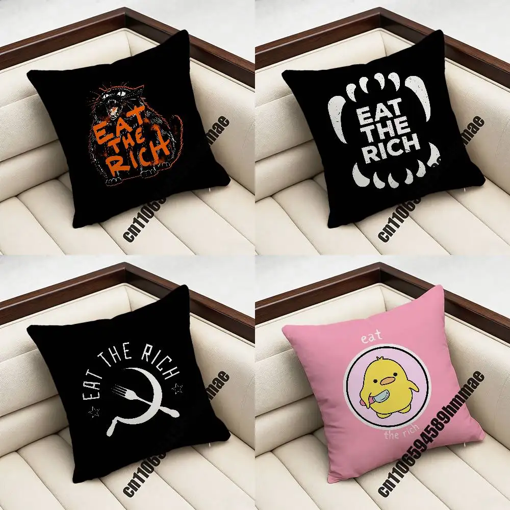 

For Cat Eat the Rich Throw Pillow Case Sham 45x45cm 40x40cm Square Car Pillowcase Pad Cushion Cover