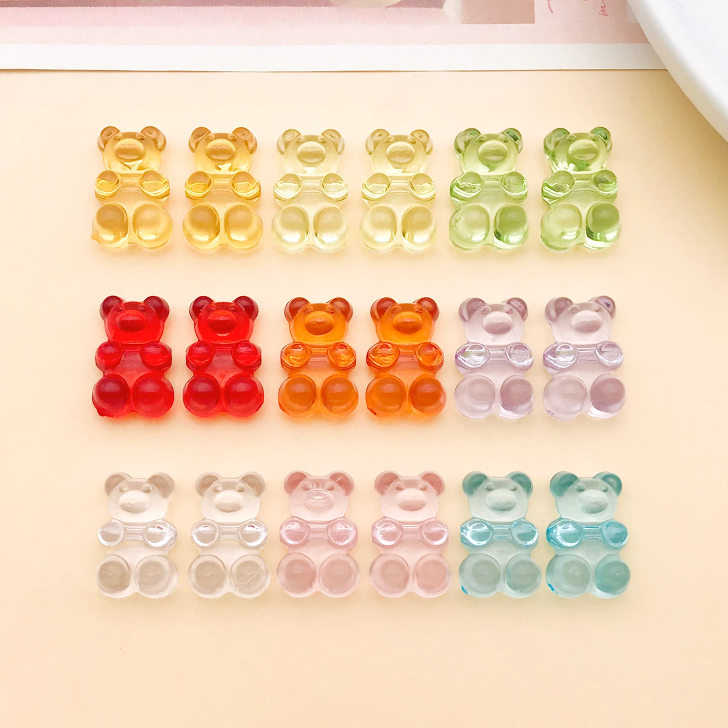 20pcs Colorful Bear Acrylic Beads Cute Transparent Charms Bear Series Bead For Jewelry Making DIY Bracelet Earring Accessories