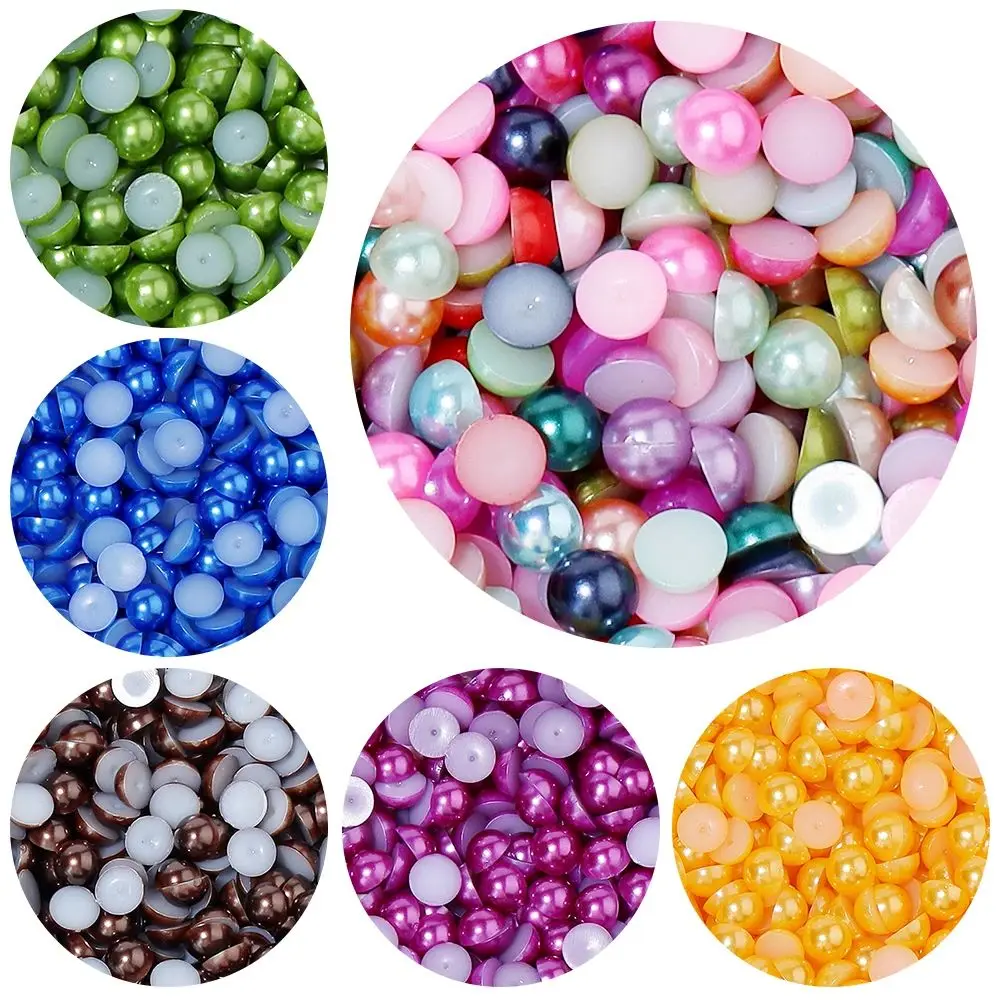 50–500 Stück ABS-Imitationsperlen, Perlen, Farbe, flache Rückseite, Cabochon, halbrund, lose Perlen zum Basteln, Kleidungsstück, Nagelkunst, Schmuckzubehör