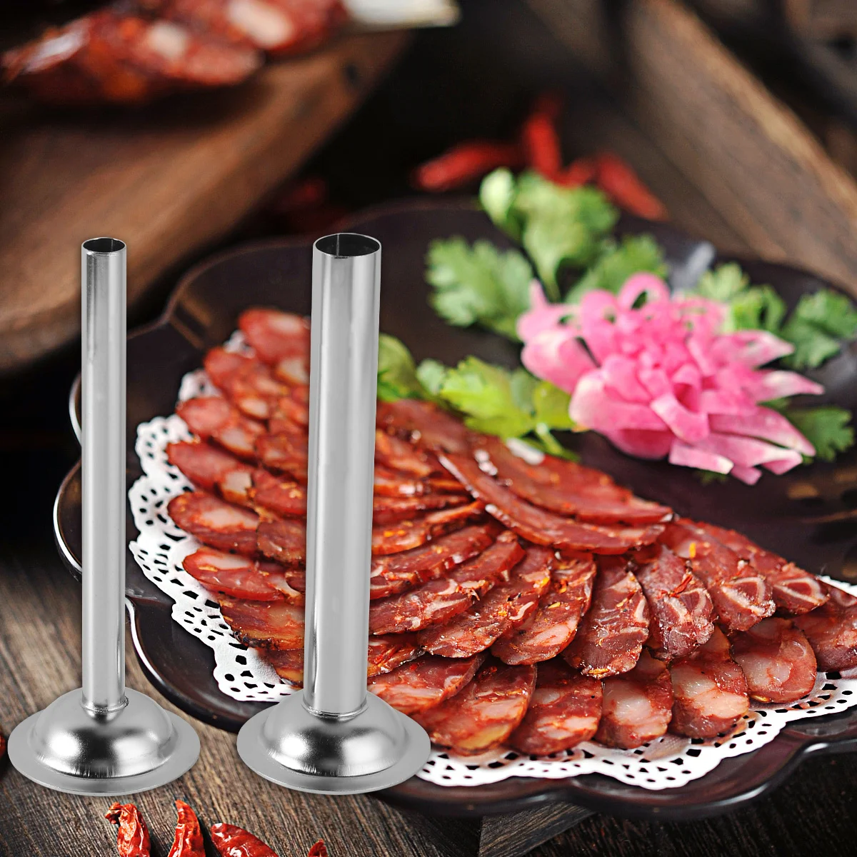 

2Pcs Sausage Machine Tube Kit Steel Filler Tubes for Sausage Stuffer Attachment Fits Most Grinder Models Perfect Fit