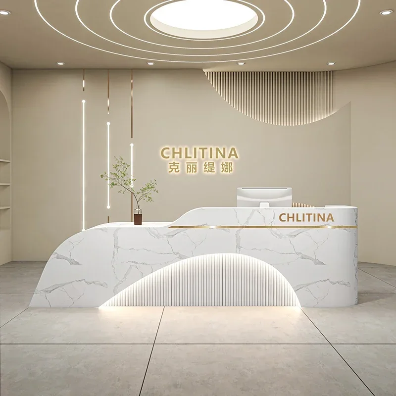 

Beauty Salon Cashier Hair Salon Clothing Store Bar Counter Training Class Company Reception Desk Escritorio Furniture Luxury