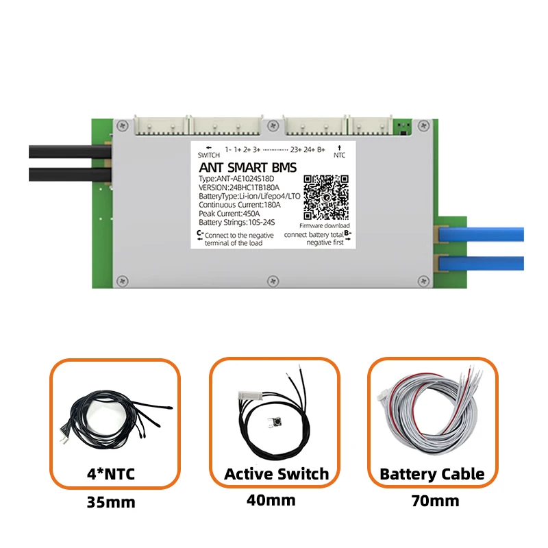 Smart Ant BMS 10S to 24S 500A 450A 300A 180A 120A Built-in Bluetooth Li-ion Lipo  lifepo4 LTO Battery Balance 60V 72V 20S 22S