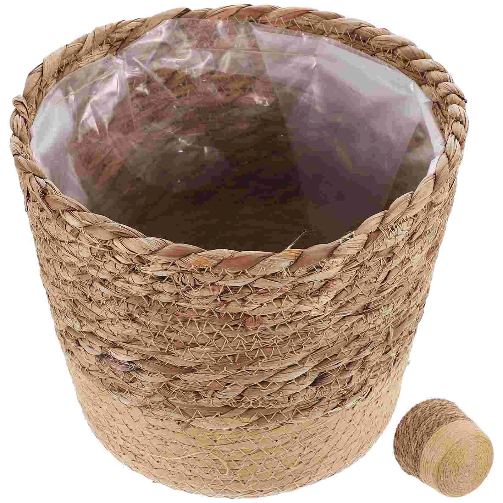 

Basket Woven Flower Pot Planters for Indoor Plants Pastoral Style Storage Baskets Pots