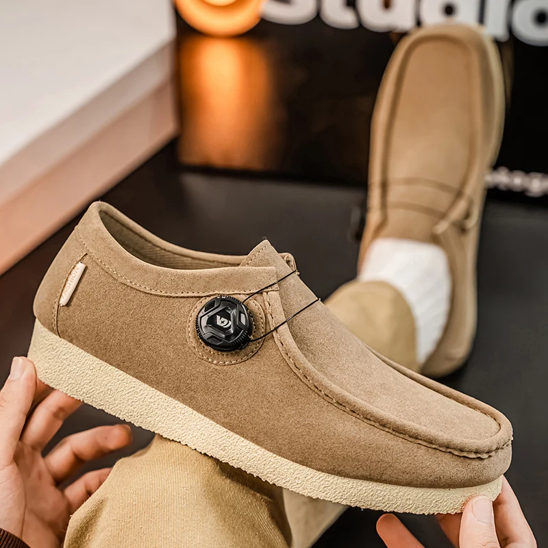 حذاء رجالي بدون كعب كاجوال للاستخدام اليومي مع إبزيم دوار مريح سهل الارتداء للرجال