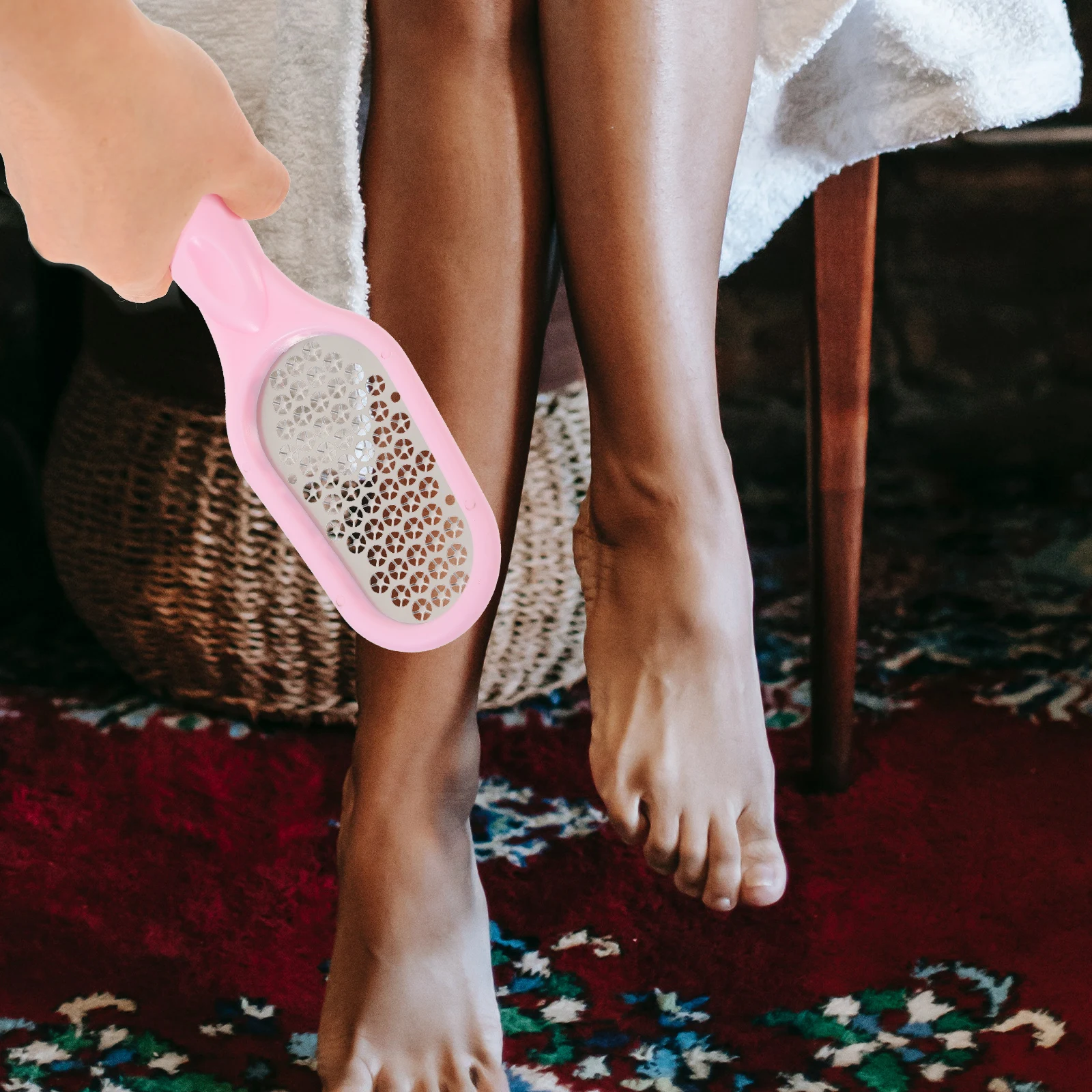 

Pedicure Foot File Callus Remover for Dead Skin Pink Stainless Steel Manual Foot Grater Scrubber Heel Exfoliator Tool