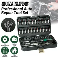 46pcs Drive Socket Screwdriver Set Ratchet Wrench Car Repair Tool Ratchet Torque Wrench Extension Bar Repair Hand Tool Spanner