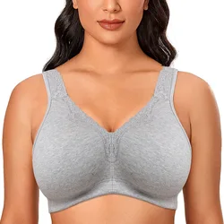 Full Cup Bras For Women Underwear Comfort Cotton Big Cup Seamless Wireless Ultra-thin Minimizer Bras Plus Size B C D E F G H I