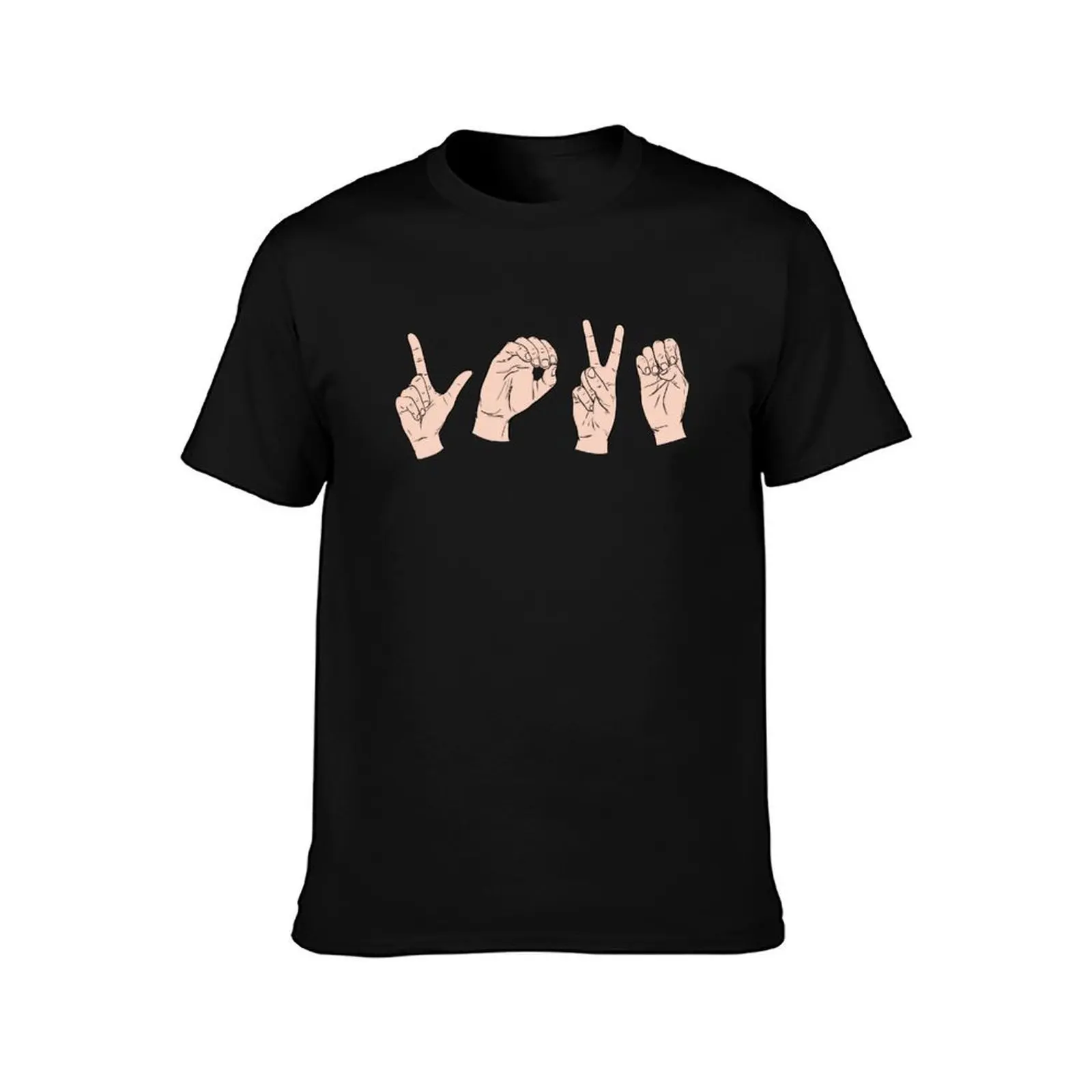 L-O-V-E in ASL Letters T-Shirt Fashion Graphic Tee for Men T-Shirt
