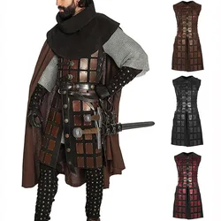 Średniowieczny rycerz wikingów skórzana brygandyna tunika płaszcz rzymski Gladiator wojownik przebranie na karnawał kamizelka Tabard LARP zbroja spódnica Jerkin