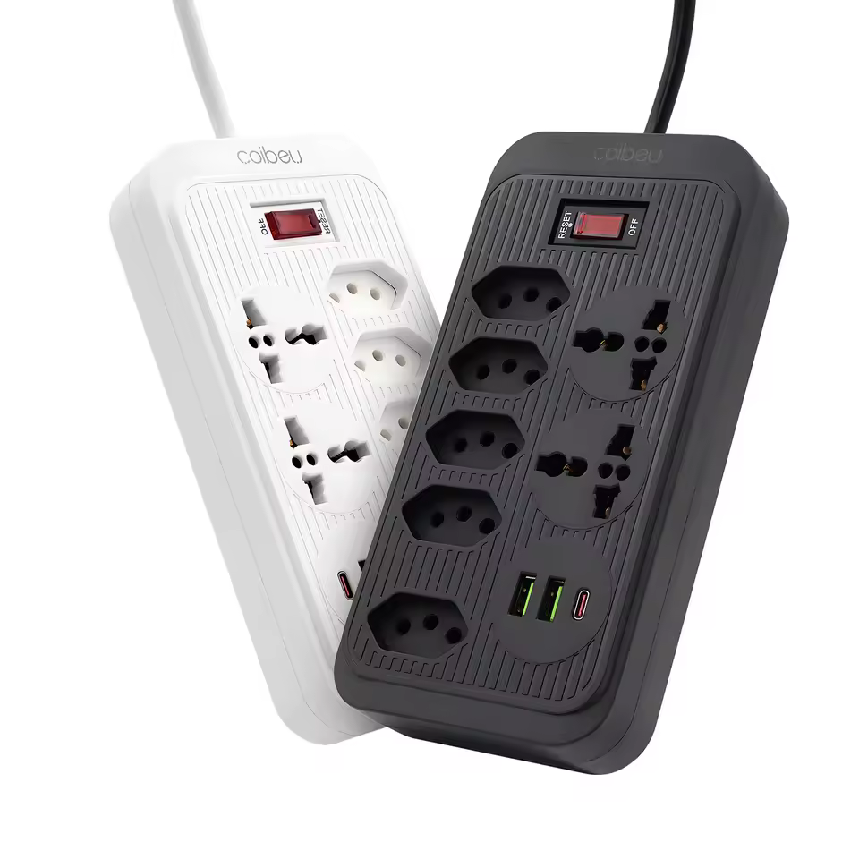 Tomada Elétrica Cabo de Extensão com USB Tipo C, tomada us preta， tomada usb， regua de tomadas， Plug Brasil， filtro de linha