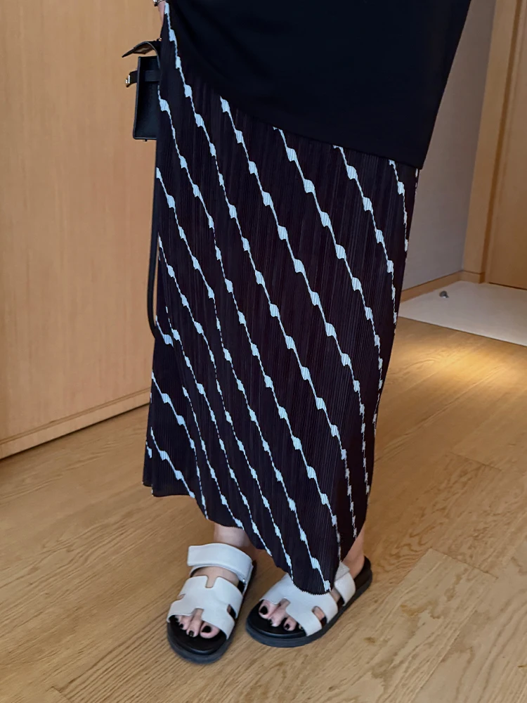 

Юбка миди с высокой талией, прямым кроем, плиссировкой, визуально стройнящая, с цветочным принтом, для полных женщин, удобная, повседневная, для работы и отдыха