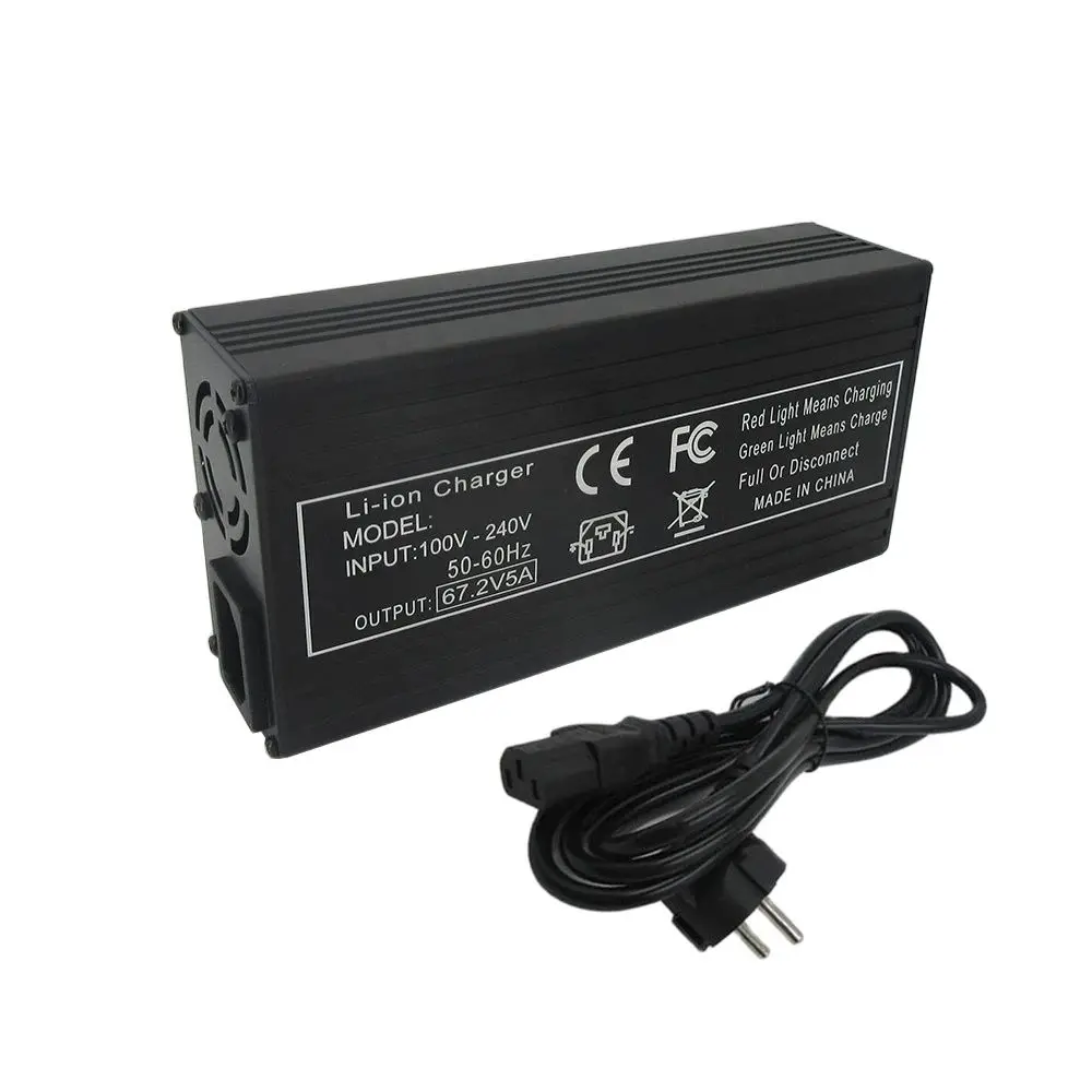 60V 5A Fast Charger 16S 60 Volt 67.2V 60V5A Lithium Li-ion Motorcycle 30AH 40AH 50AH Battery Smart Chargers GX16 3PIN IEC XT60