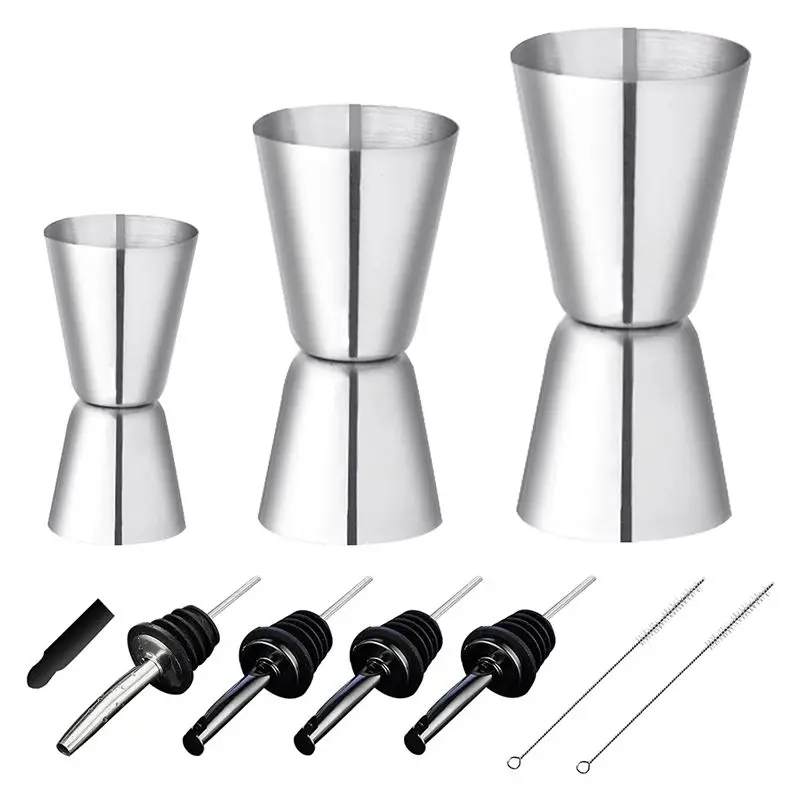 X10A 1 Set Cocktail Measuring Cups Stainless Steel Bar Measure 3/4/5Cl Small Jigger with Inner Scaling Dual Measuring Cups