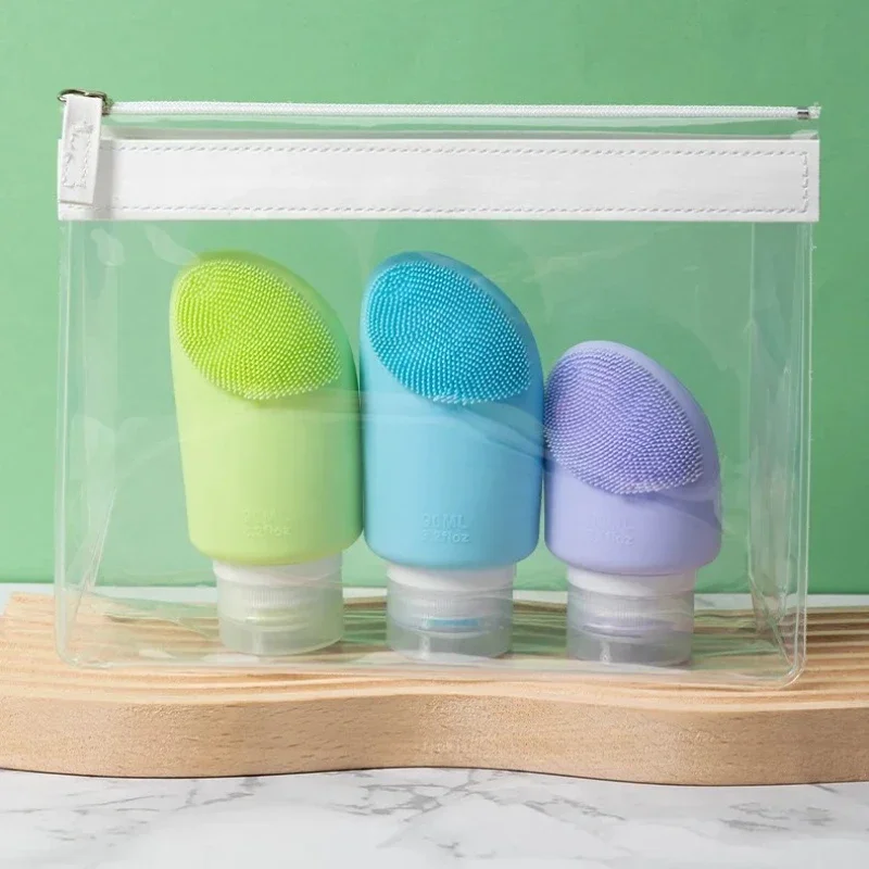 

60+90ml Silicone Travel Bottles with Brush Leakproof Squeeze Tubes for Shampoo/Lotion Portable Toiletries Containers