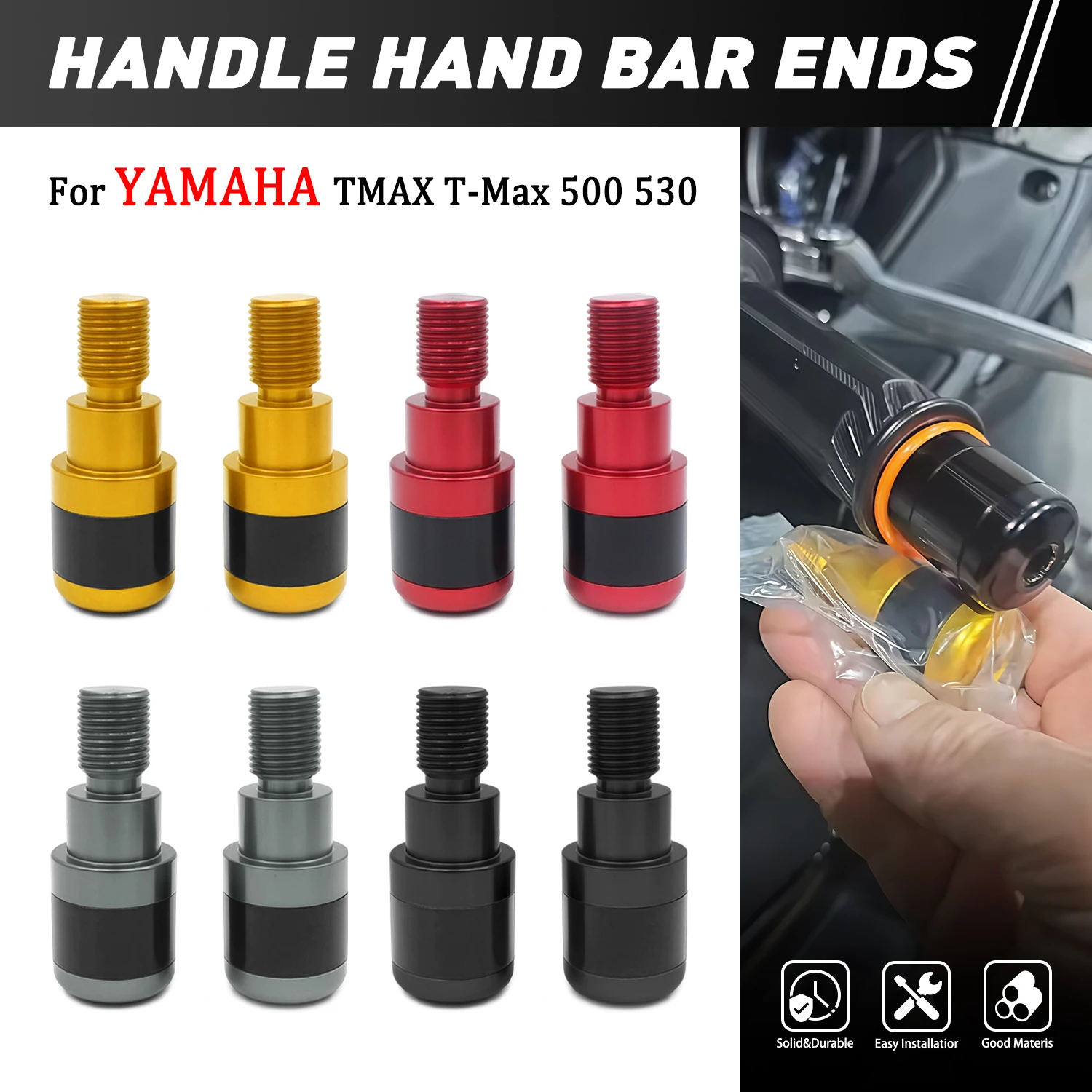 

CNC Aluminum Handle Bar End Plug Accessories For YAMAHA TMAX T-Max 500 530 Motorcycle Handlebar Grip Ends Protector Replacement