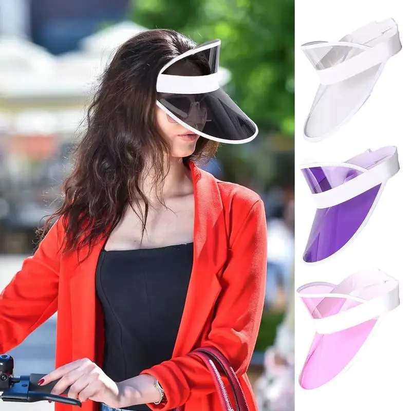 Fashion Summer Outdoor Sports Sun Protection Cap Unisex Clear Visor Hat PVC Sunshade Hat UV Protection Hat