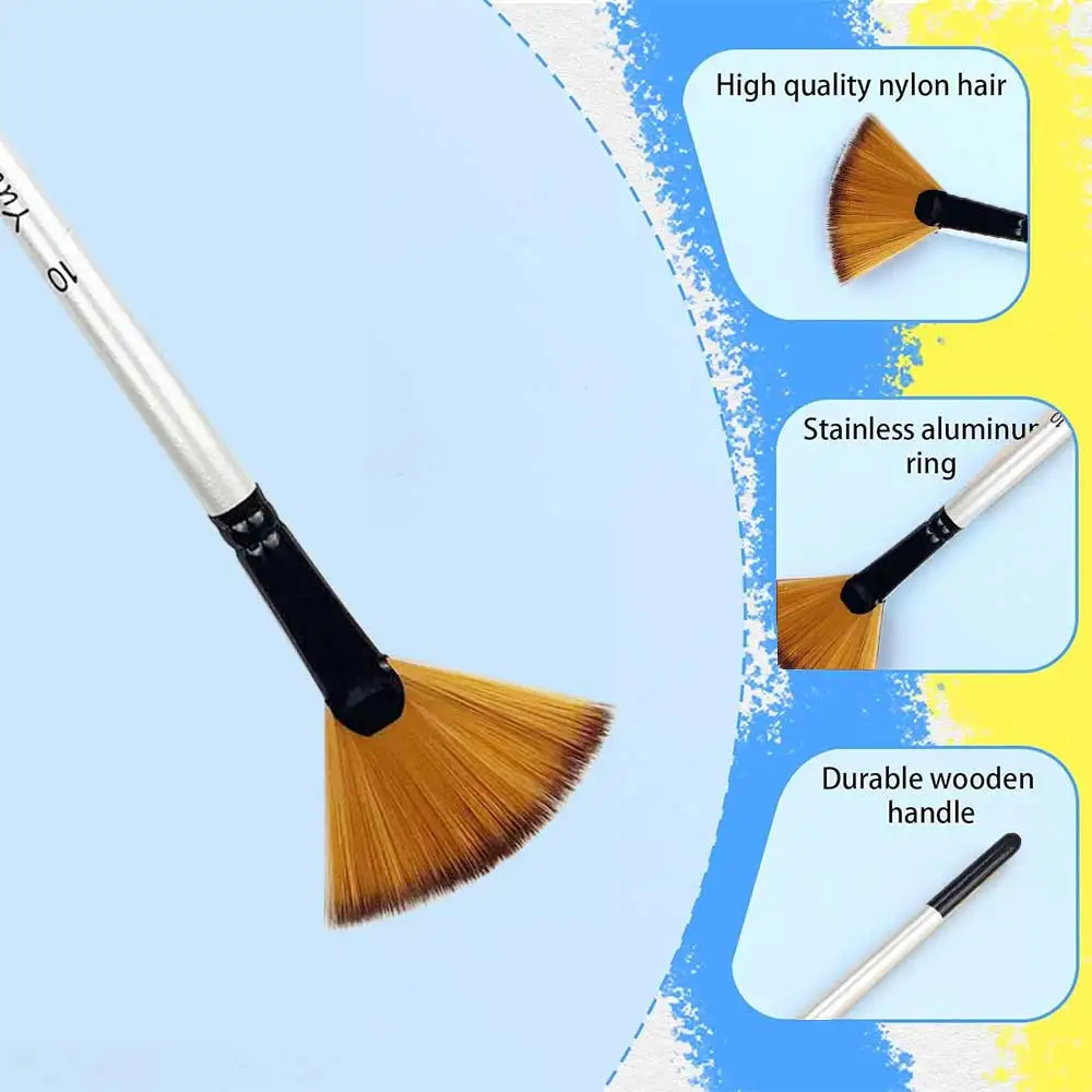 5pcs Different Fan Shape Gouache Painting Pens, Nylon Hair Paint Brushes, Drawing Art Supplies Christmas ，Thanksgiving Gifts