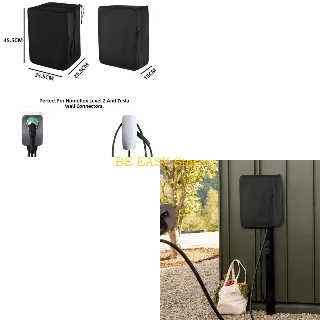 E28F Outdoor Wall Equipment Cover 18 x 14 x 10 In, Black 420D Charging Station Cover with Full Side Entry for Rain and Dust