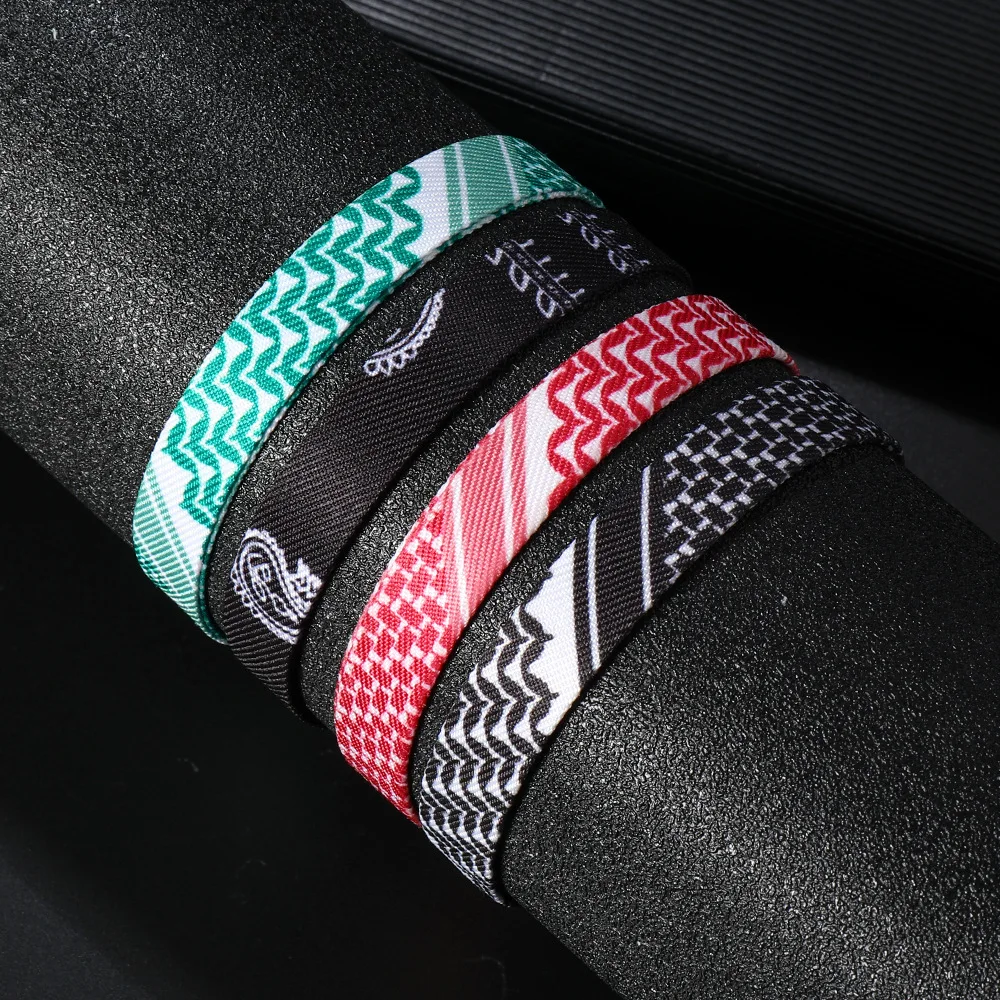 1/4/12 قطعة وشاح عربي نمط سوار منسوج للنساء الرجال اليدوية العرقية موجة نقطة الملونة أساور مطوية زوجين مجوهرات هدايا