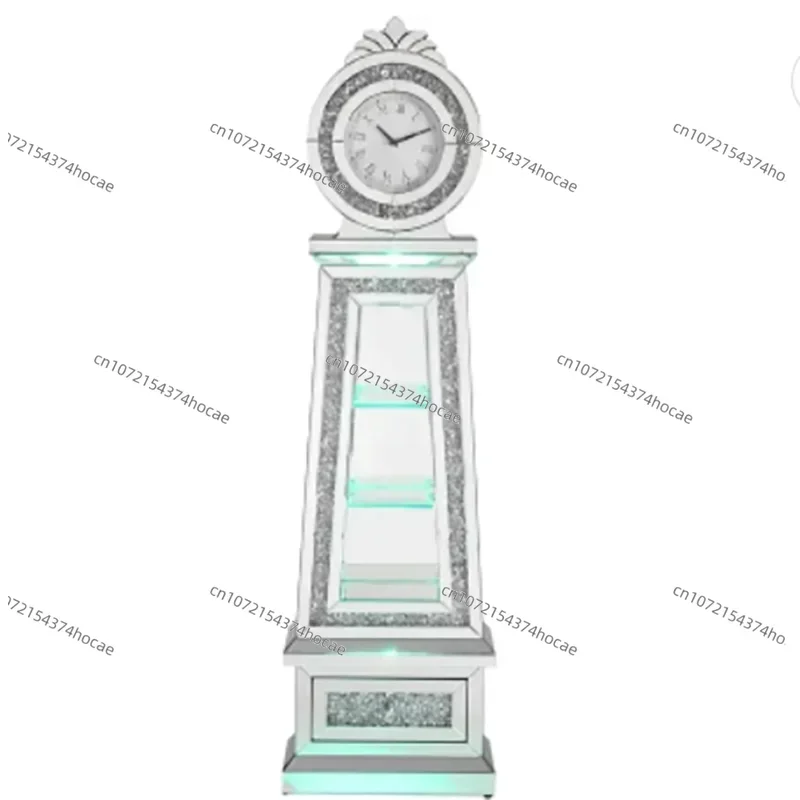 Furniture Noralie Grandfather Clock with LED Mirrored and Faux Diamonds for Living Room Bedroom for Home Decoration